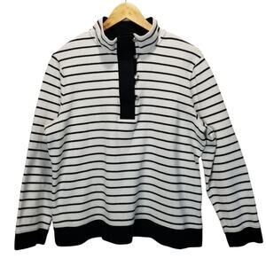 Lauren Ralph Lauren Sweater Womens XL Pullover Navy White Striped Sweater 1/4